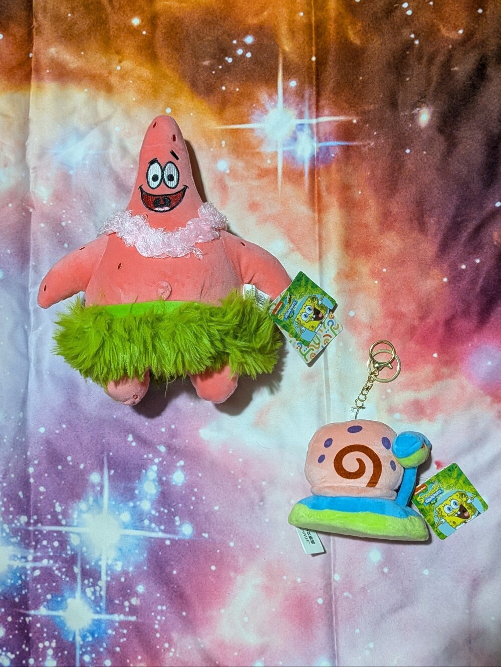 Patrick Star Plush with Gary Keychain - Pink & Green